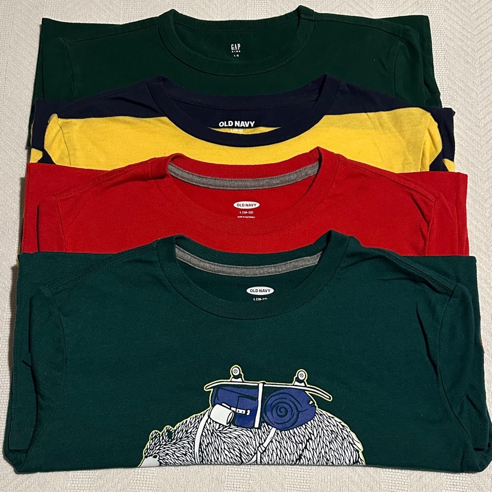 Old Navy kids Long Sleeve Tees - Green, Red, Yellow, Navy
